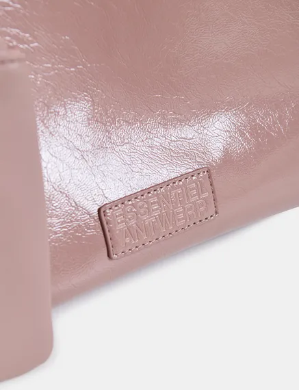 Cabas en faux cuir verni vieux rose