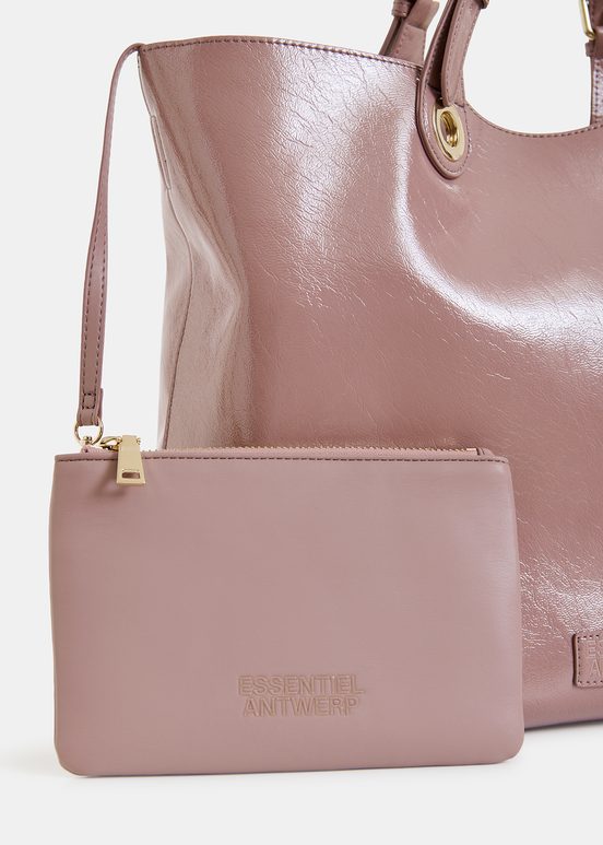 Vintage pink faux patent-leather shopper bag