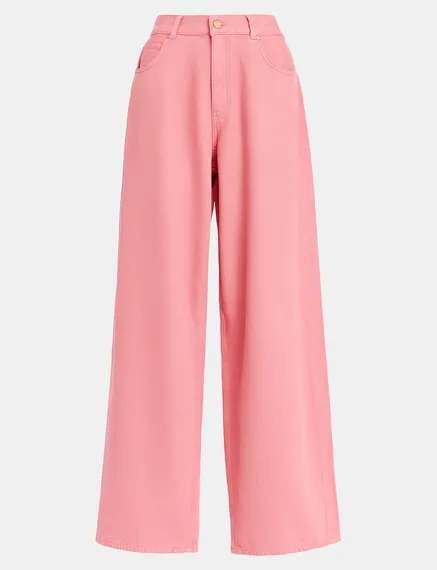 Pink wide-leg jeans