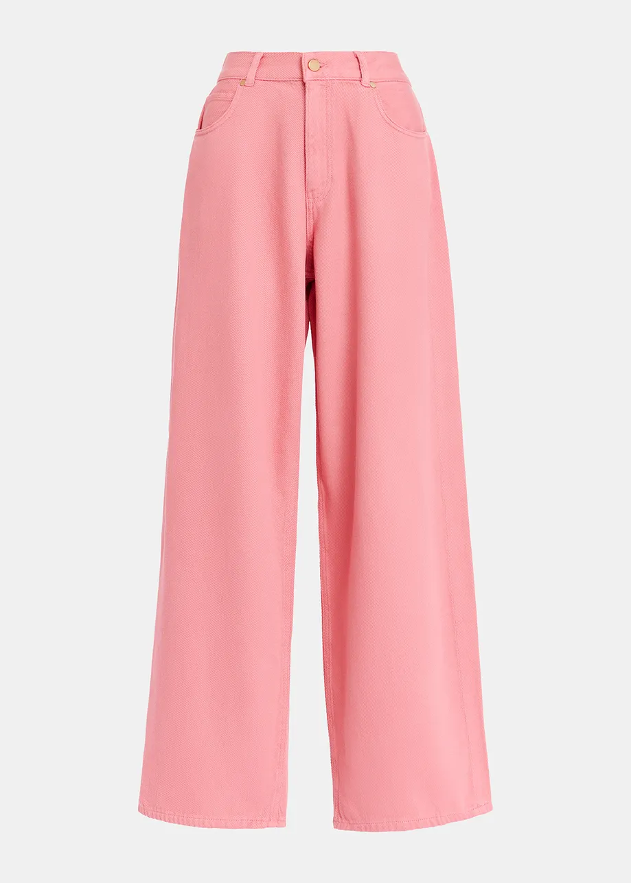 Pink wide-leg jeans