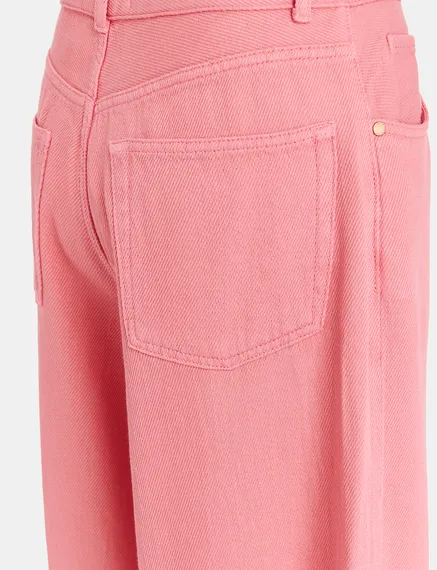 Roze jeans met brede pijpen