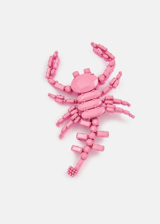 Broche scorpion en strass rose