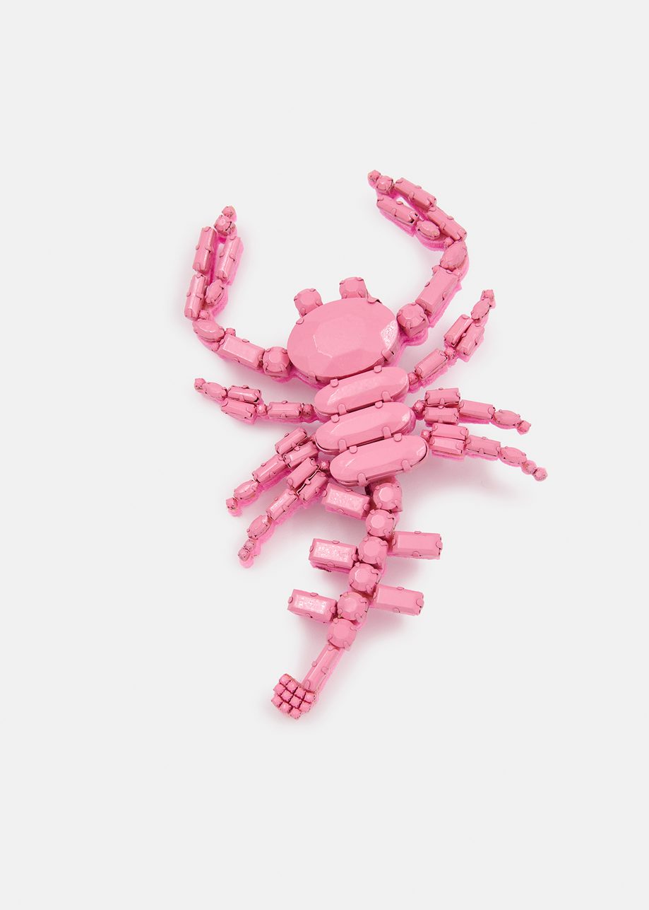 Pink rhinestone scorpion brooch