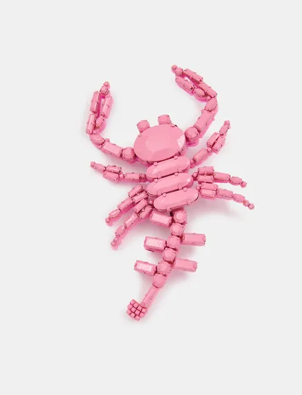 Pink rhinestone scorpion brooch