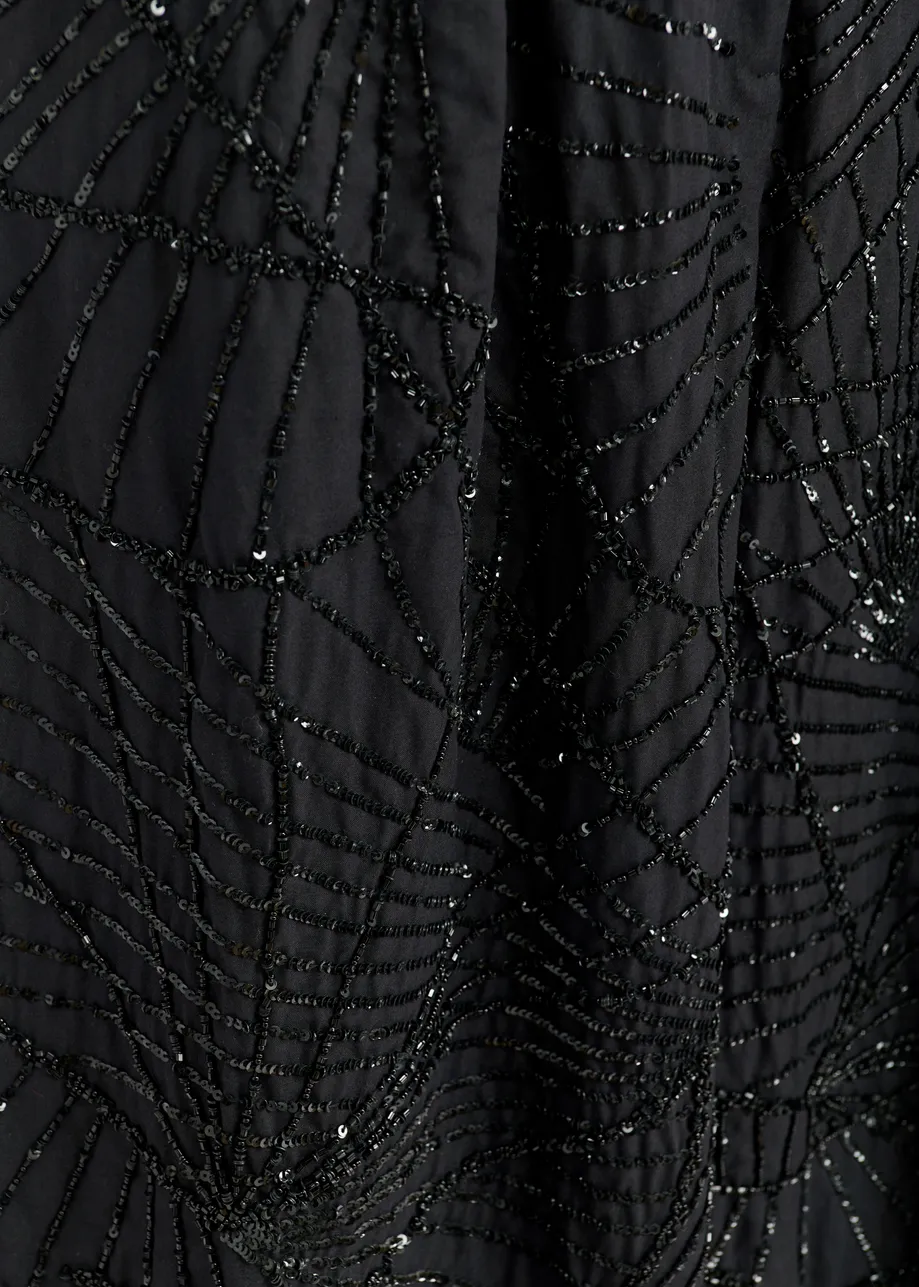 Pantalon large noir à paillettes et perles - Exclusif pour les 25 ans