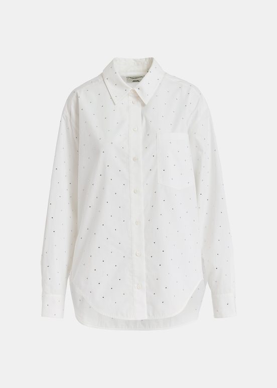 Chemise en coton blanc cassé avec strass