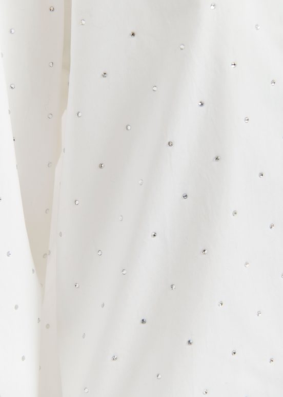 Chemise en coton blanc cassé avec strass