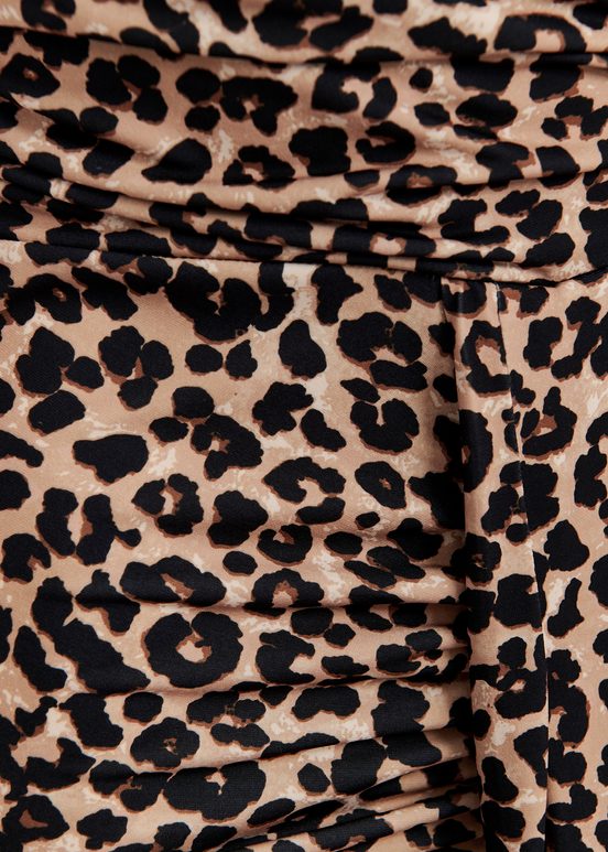 Vestido midi de punto elástico con estampado de leopardo