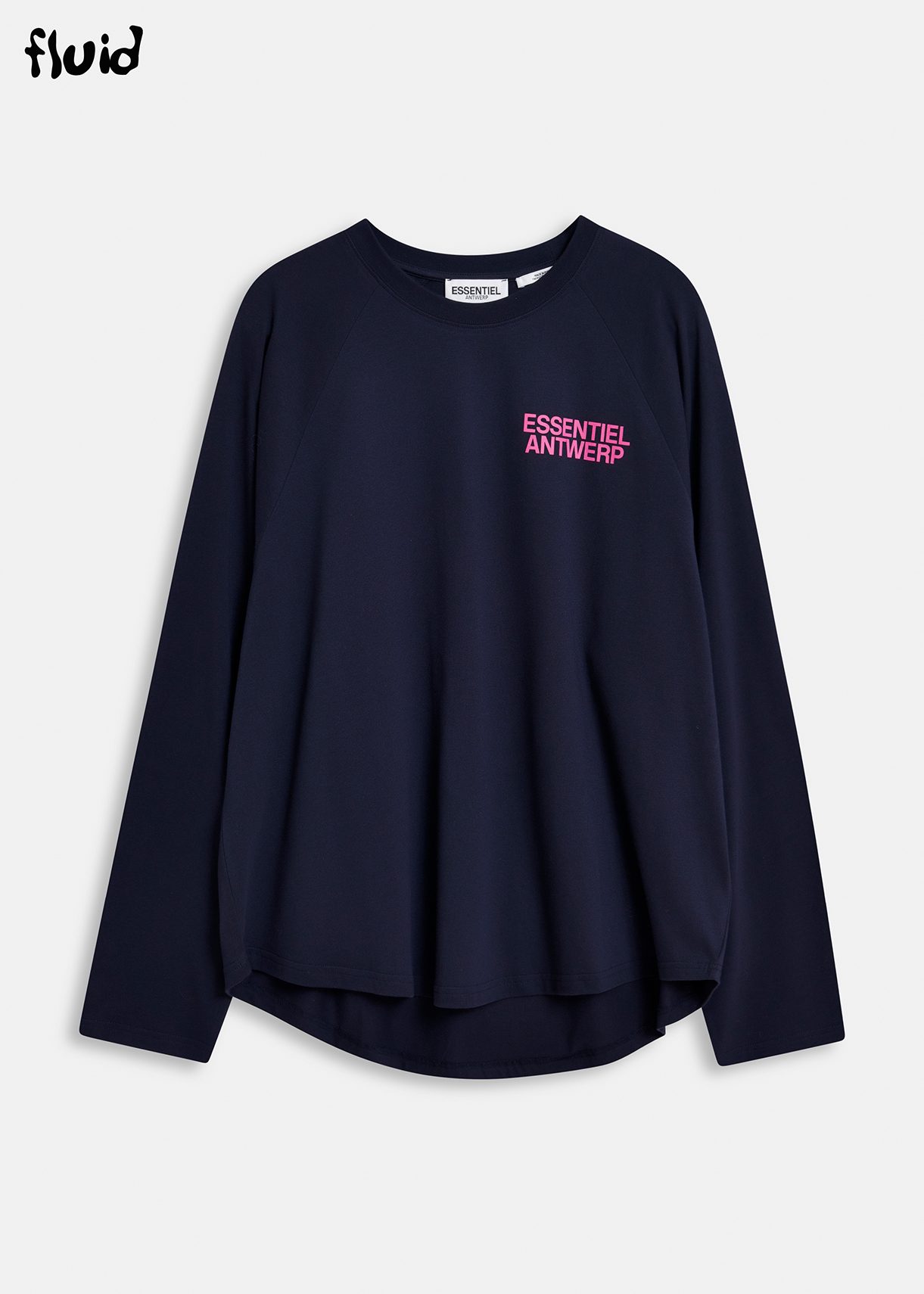 Navy blue organic cotton long-sleeved T-shirt with logo print