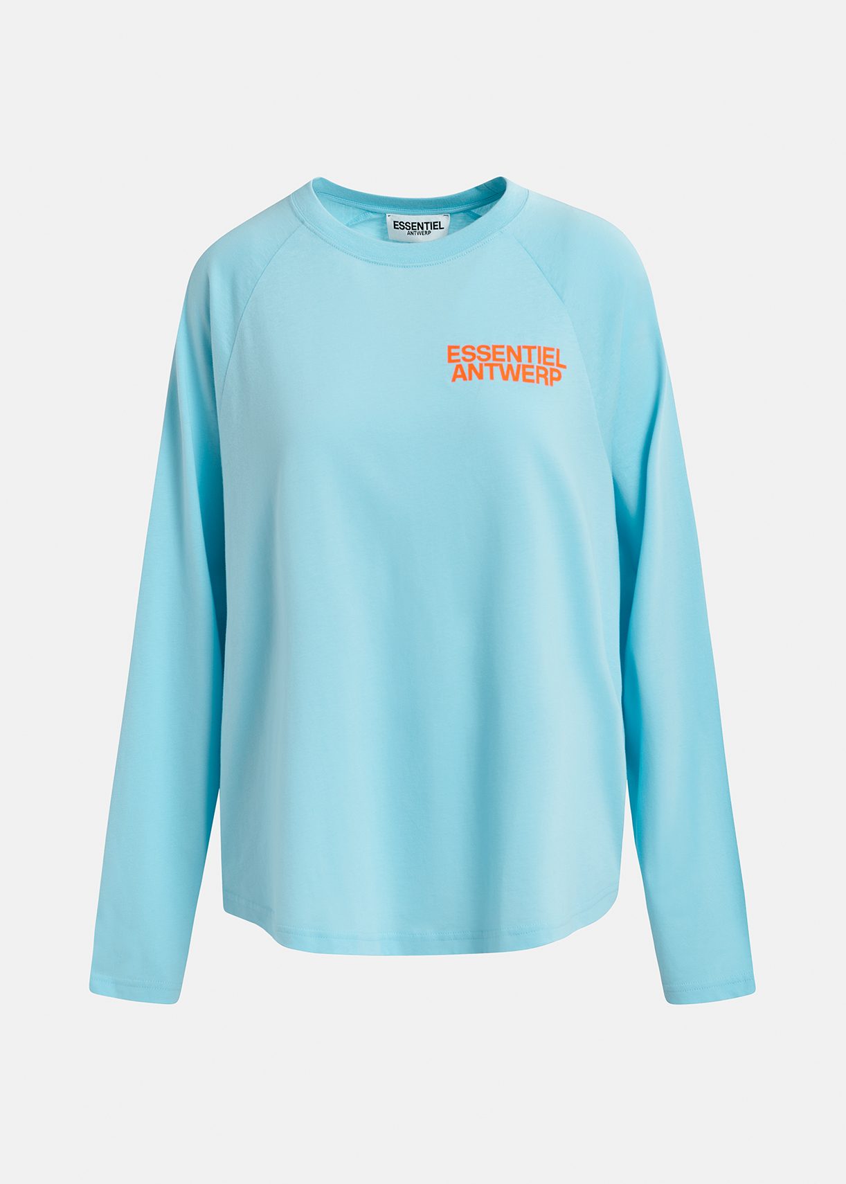 Blue organic cotton long-sleeved T-shirt with logo print