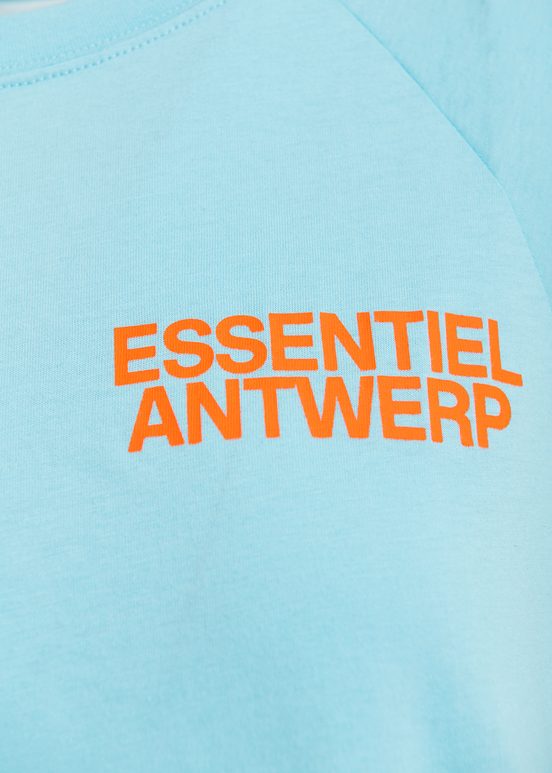 Blaues, langärmeliges T-Shirt aus Bio-Baumwolle mit Logo-Print