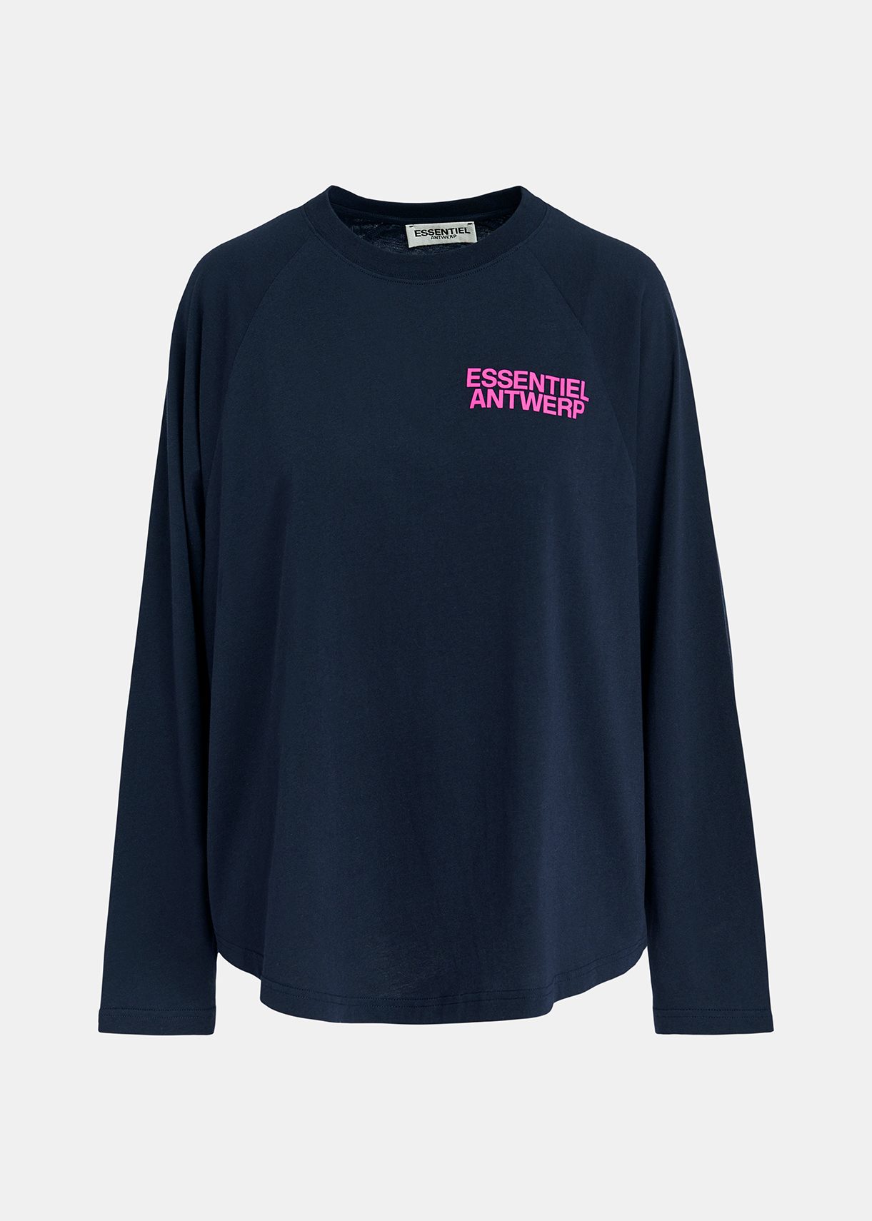 Navy blue organic cotton long-sleeved T-shirt with logo print