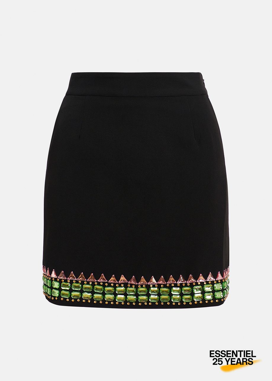 Black mini-skirt with rhinestone embellishments - 25 year exclusive