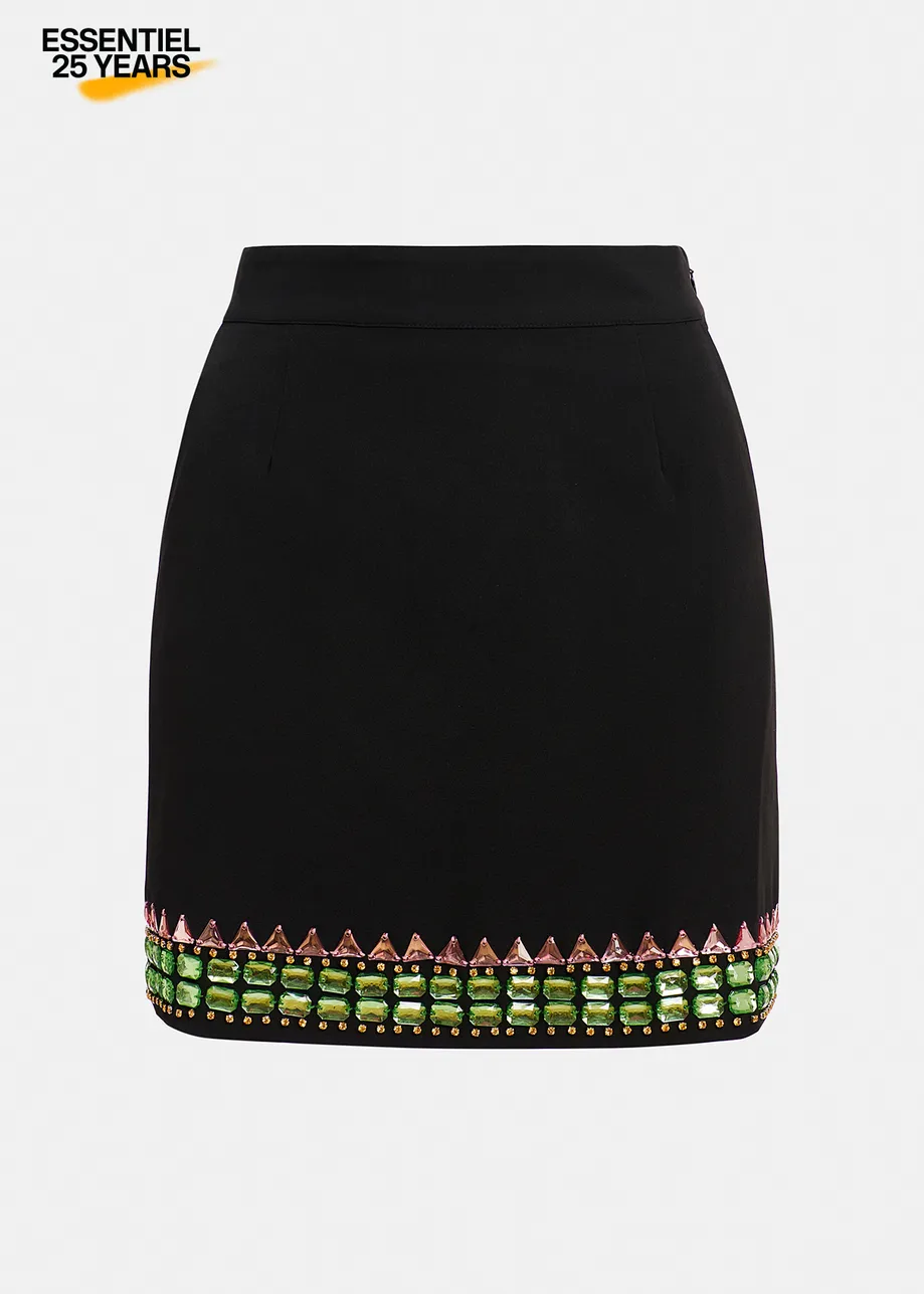 Black mini-skirt with rhinestone embellishments - 25 year exclusive