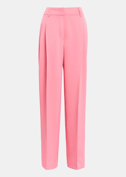 Roze satijnen broek met tapse pijpen