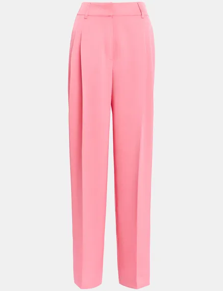 Pink tapered-leg satin pants