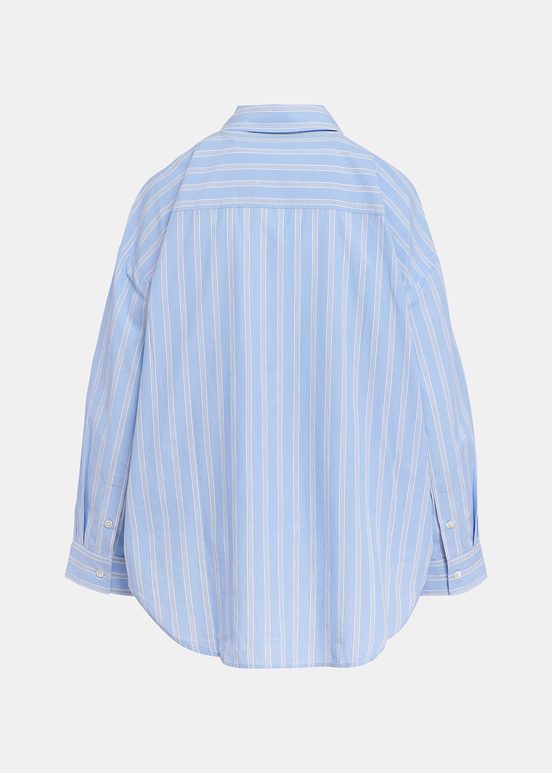 Blue and white striped patchwork shirt