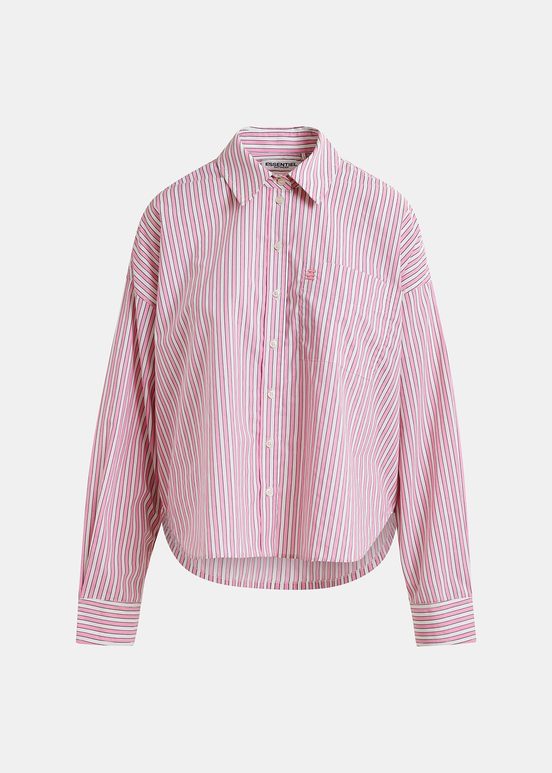 Chemise en coton à rayures rose et blanches