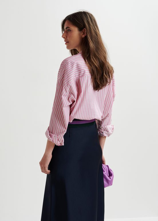 Pink and white striped cotton shirt