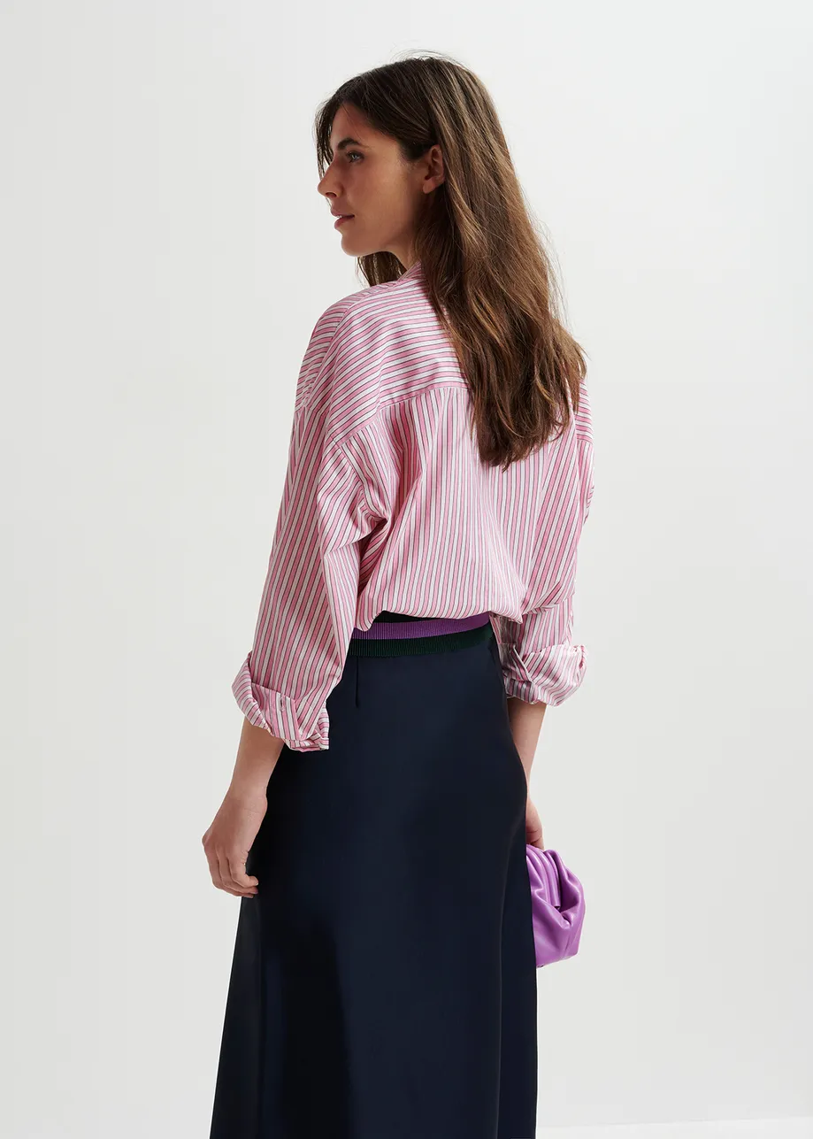 Pink and white striped cotton shirt