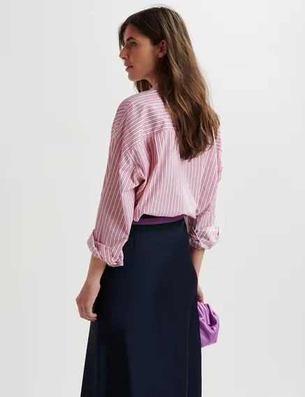 Pink and white striped cotton shirt