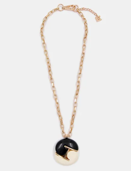 Collier chaîne doré avec pendentif disque