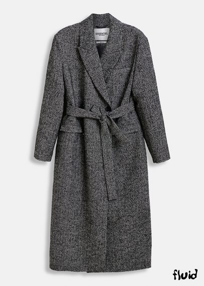 Black and white herringbone coat