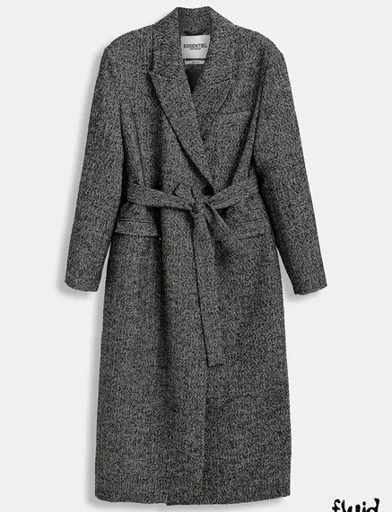 Black and white herringbone coat