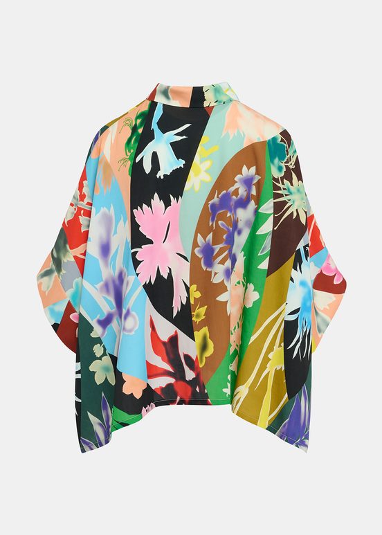 Multicolor floral-print oversized shirt