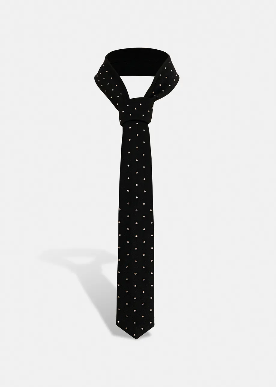 Black rhinestone-embellished tie