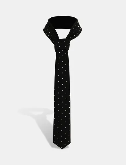 Black rhinestone-embellished tie