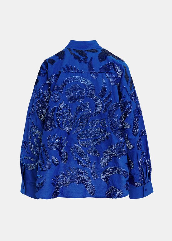 Chemise en coton bleu foncé à paillettes