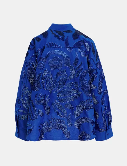 Chemise en coton bleu foncé à paillettes