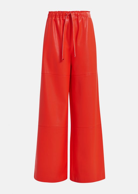 Pantalon large en faux cuir rouge