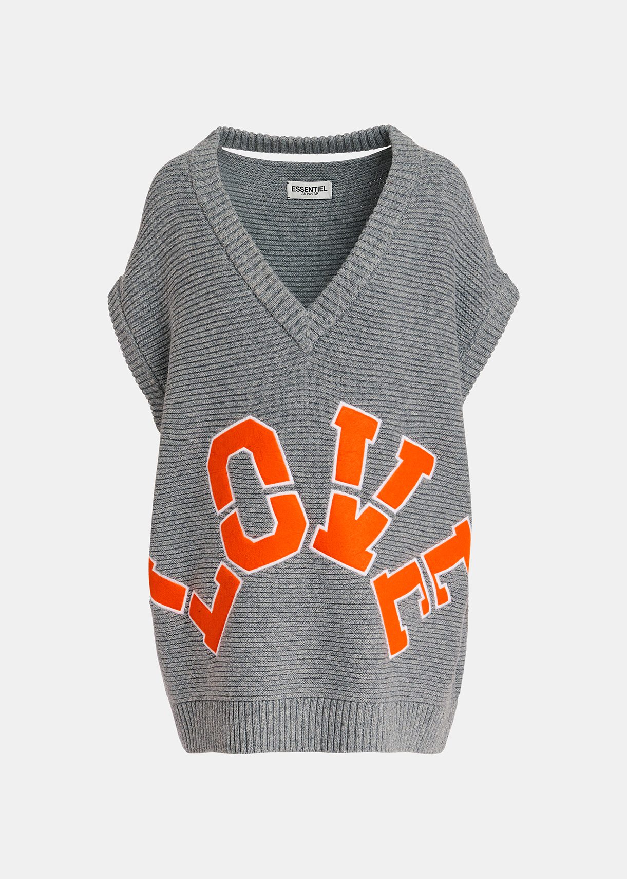 Pull gris sans manches avec applique "love"