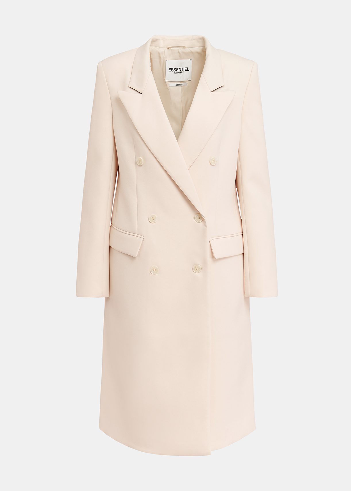 Ecru double-breasted coat | Essentiel Antwerp United States
