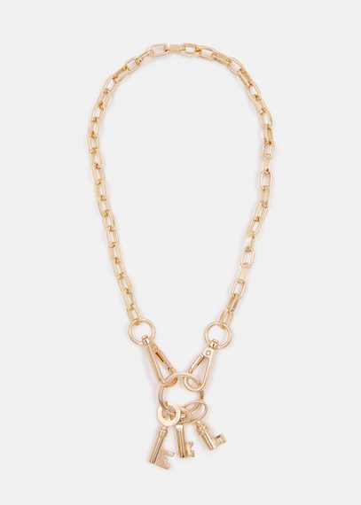 Gold-tone chain necklace with key pendants