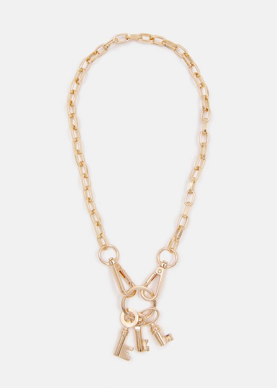 Gold-tone chain necklace with key pendants