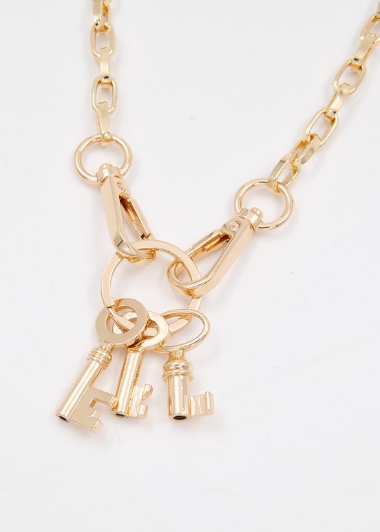 Gold-tone chain necklace with key pendants