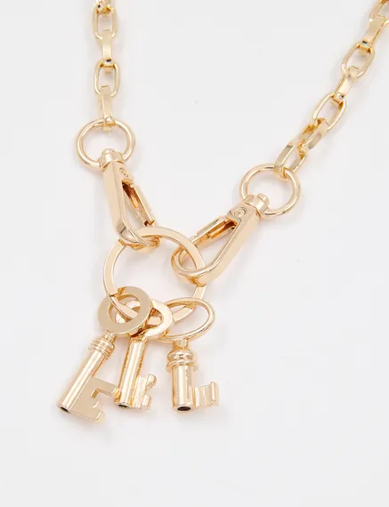 Gold-tone chain necklace with key pendants