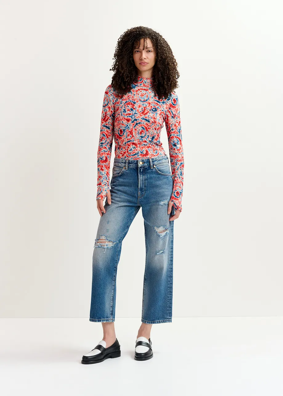 Blauwe distressed boyfriend jeans