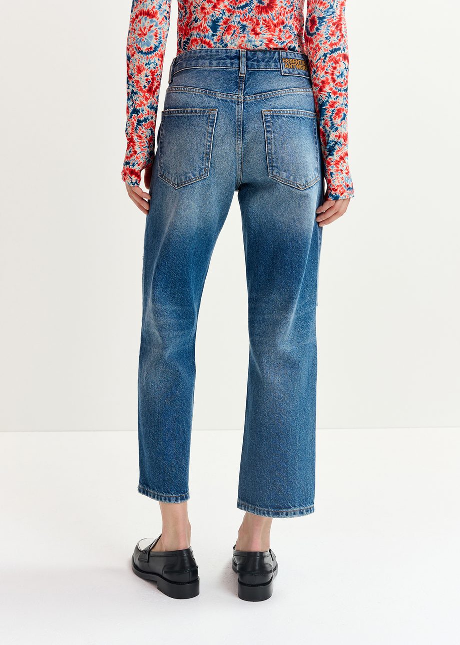 Blue distressed boyfriend jeans