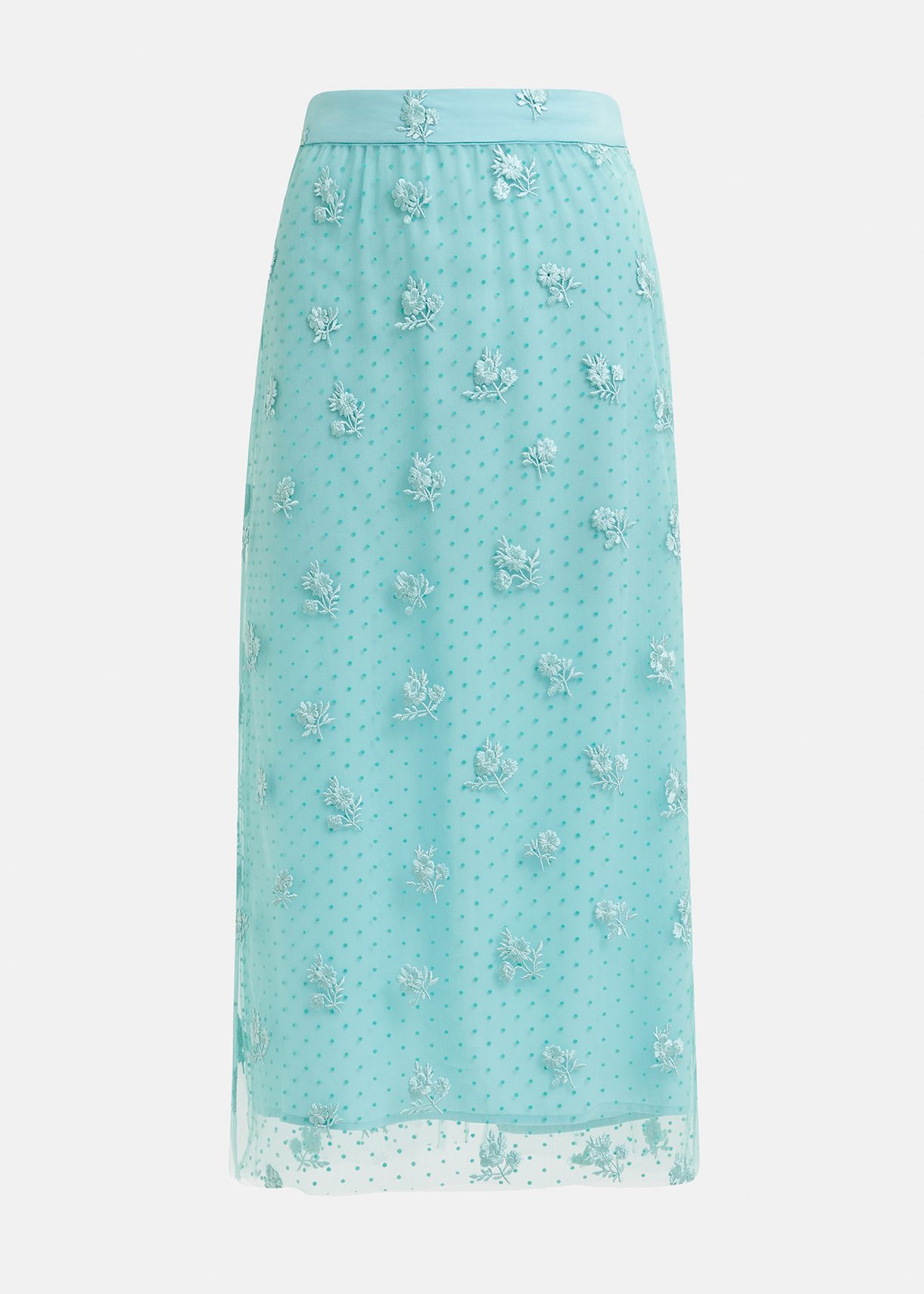 Turquoise tulen midirok met bloemen