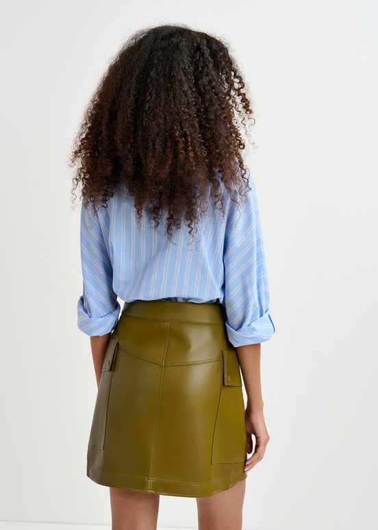 Chemise en coton à rayures bleue et blanche et à paillettes