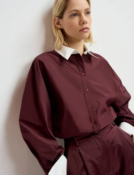 Maroon shirt with contrasting collar