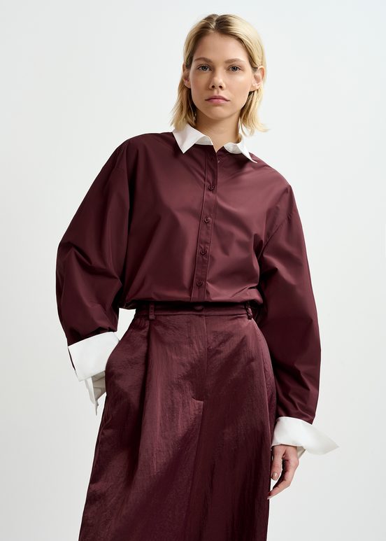 Maroon shirt with contrasting collar