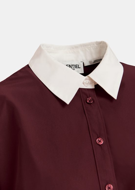 Chemise marron à col contrasté