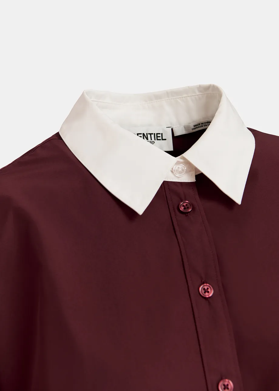 Maroon shirt with contrasting collar