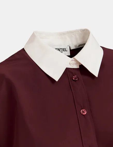 Camicia bordeaux con colletto a contrasto