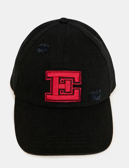 Black embroidered baseball cap